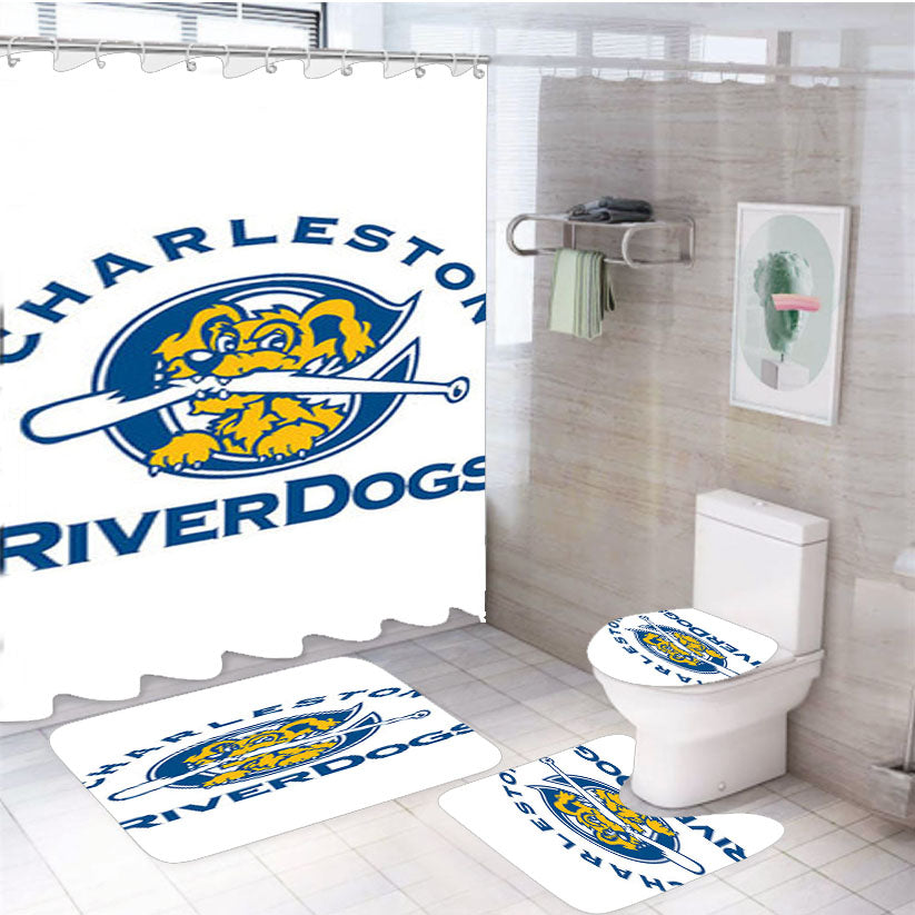 Charleston River Dogs Baseball Logo White 4Pcs Bathroom Set Shower Curtain