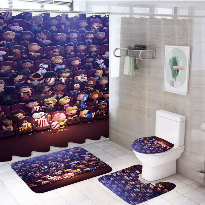 Charlie Brown Snoopy The Peanuts Movie 4Pcs Bathroom Set Shower Curtain