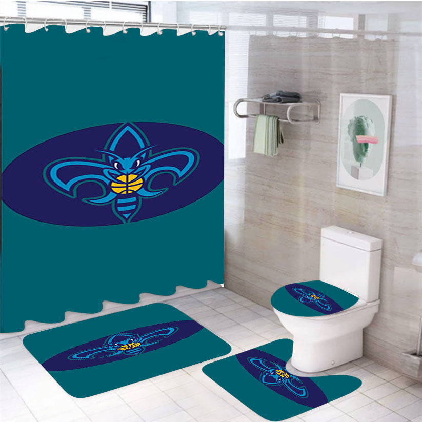 Charlotte Hornets Cover 4Pcs Bathroom Set Shower Curtain