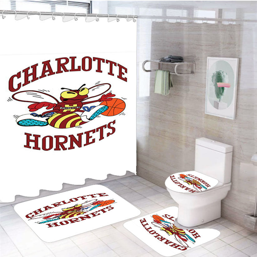 Charlotte Hornets Dwm 4Pcs Bathroom Set Shower Curtain