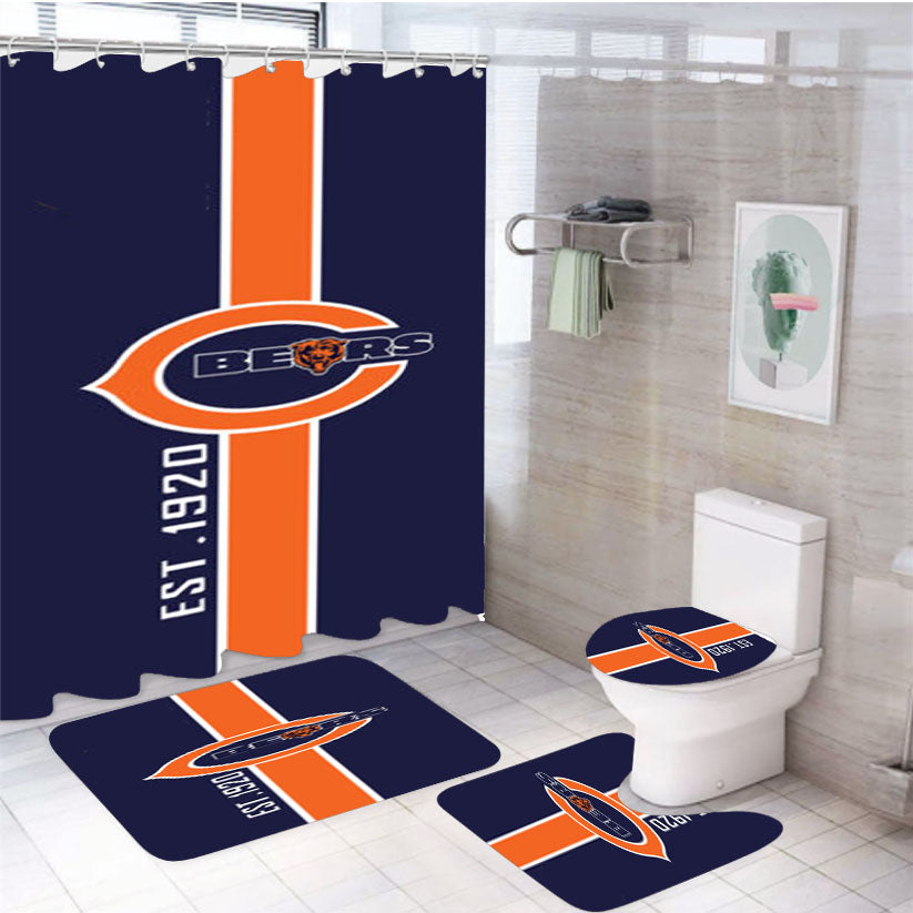 Chicago Bear Est 1920 4Pcs Bathroom Set Shower Curtain