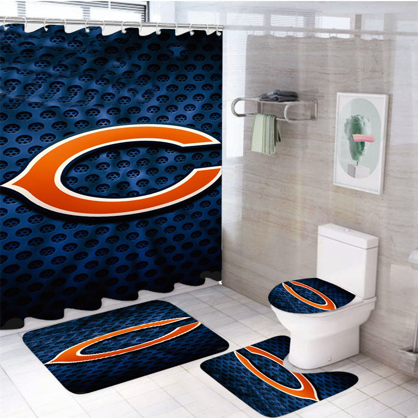Chicago Bears Symbol 4Pcs Bathroom Set Shower Curtain