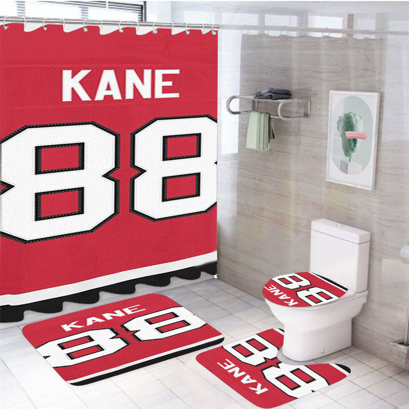 Chicago Blackhawks Jersey 4Pcs Bathroom Set Shower Curtain