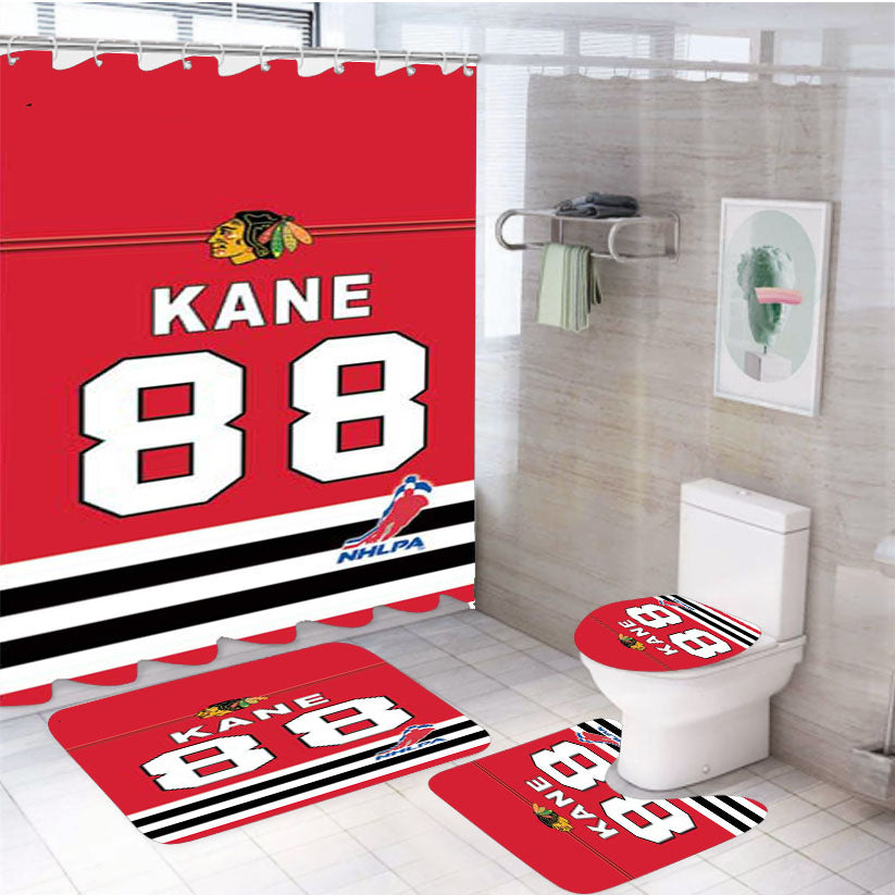 Chicago Blackhawks Kane Jersey 4Pcs Bathroom Set Shower Curtain