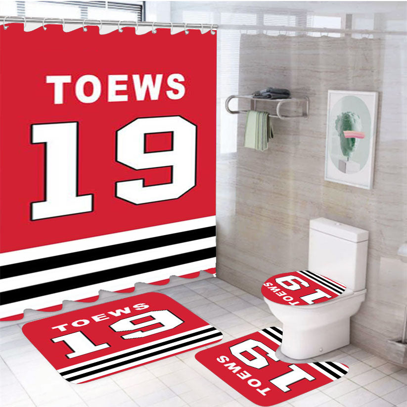 Chicago Blackhawks Toews Jersey 4Pcs Bathroom Set Shower Curtain