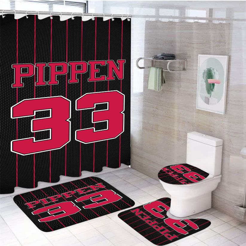 Chicago Bulls Pippen 33 Jersey 4Pcs Bathroom Set Shower Curtain