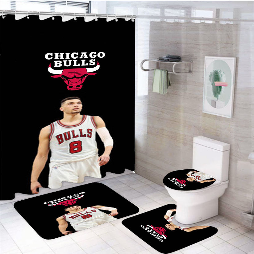 Chicago Bulls Zach Lavine 4Pcs Bathroom Set Shower Curtain