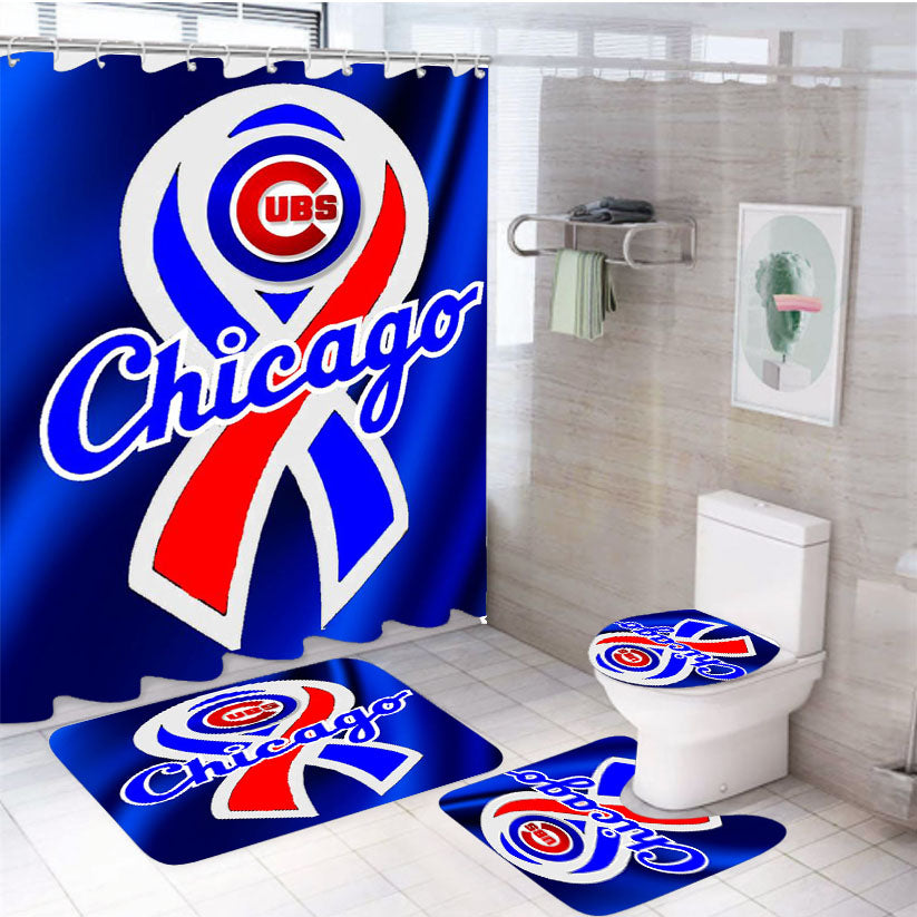 Chicago Cub 4Pcs Bathroom Set Shower Curtain
