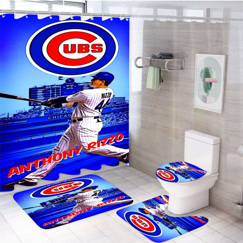 Chicago Cubs Anthony Rizzo 4Pcs Bathroom Set Shower Curtain