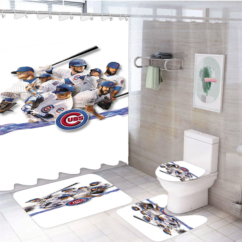 Chicago Cubs Legend Player 4Pcs Bathroom Set Shower Curtain