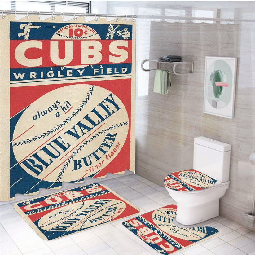 Chicago Cubs V 4Pcs Bathroom Set Shower Curtain