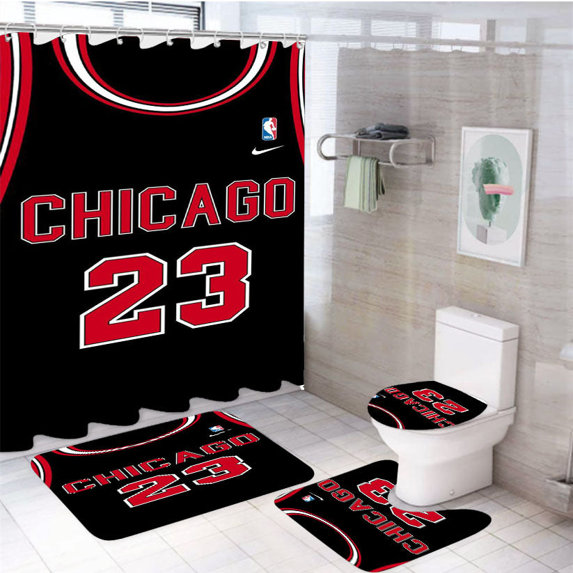 Chicago Twenty Three Jordan Shirt Style 4Pcs Bathroom Set Shower Curtain