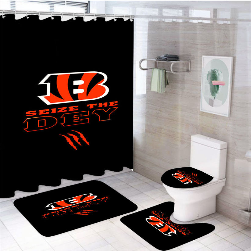 Cincinnati Bengals 1 4Pcs Bathroom Set Shower Curtain