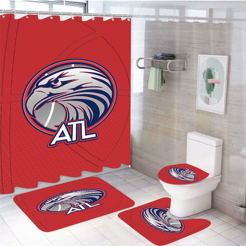 Classic Atlanta Hawks Basketball Logo 4Pcs Bathroom Set Shower Curtain
