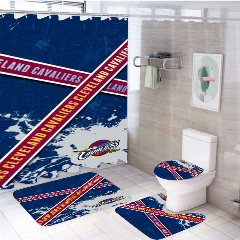 Cleveland Cavaliers Logo 4Pcs Bathroom Set Shower Curtain