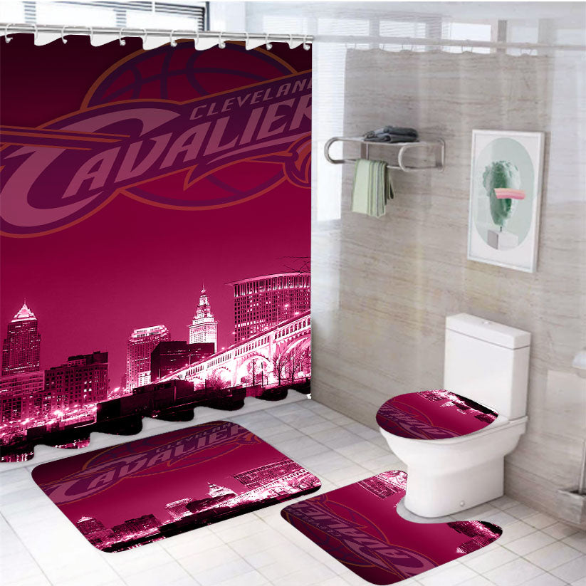 Cleveland Cavaliers Night City 4Pcs Bathroom Set Shower Curtain