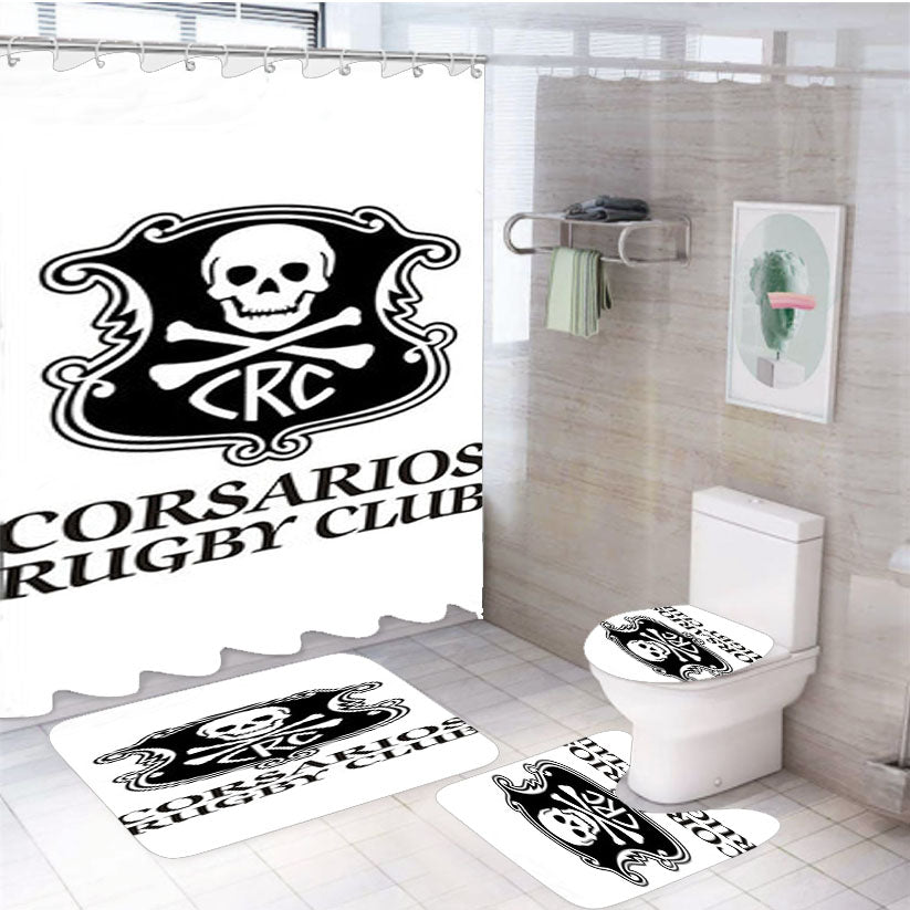Corsarios Rugby Club Logo White 4Pcs Bathroom Set Shower Curtain