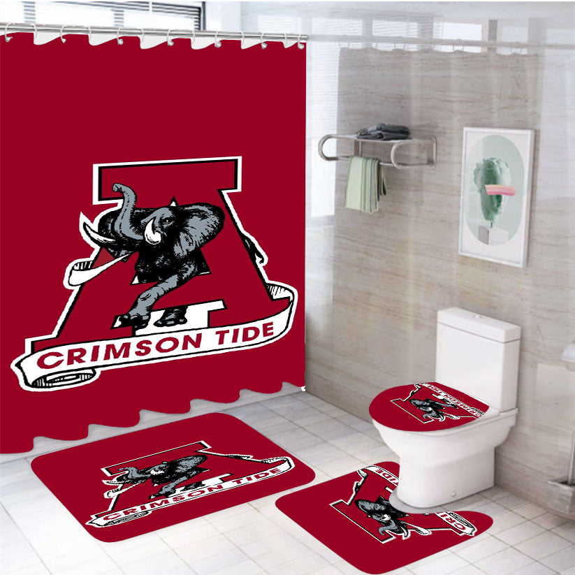 Crimson Tide Elephant Alabama 4Pcs Bathroom Set Shower Curtain