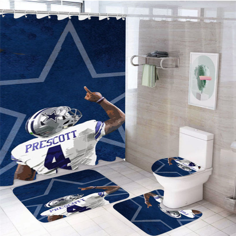 Dak Prescott Dallas Cowboys 4Pcs Bathroom Set Shower Curtain