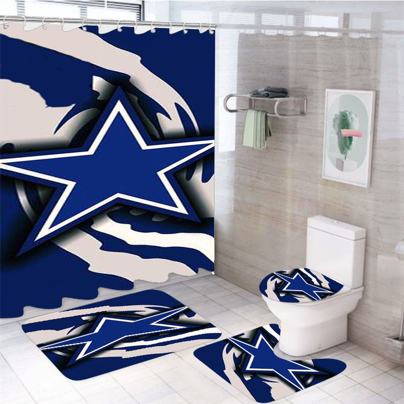 Dallas Cowboys Blue 1 4Pcs Bathroom Set Shower Curtain