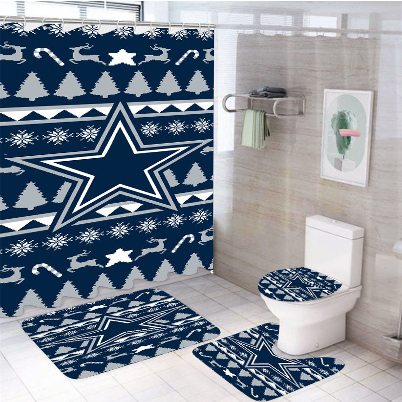 Dallas Cowboys Christmas Sweater 4Pcs Bathroom Set Shower Curtain