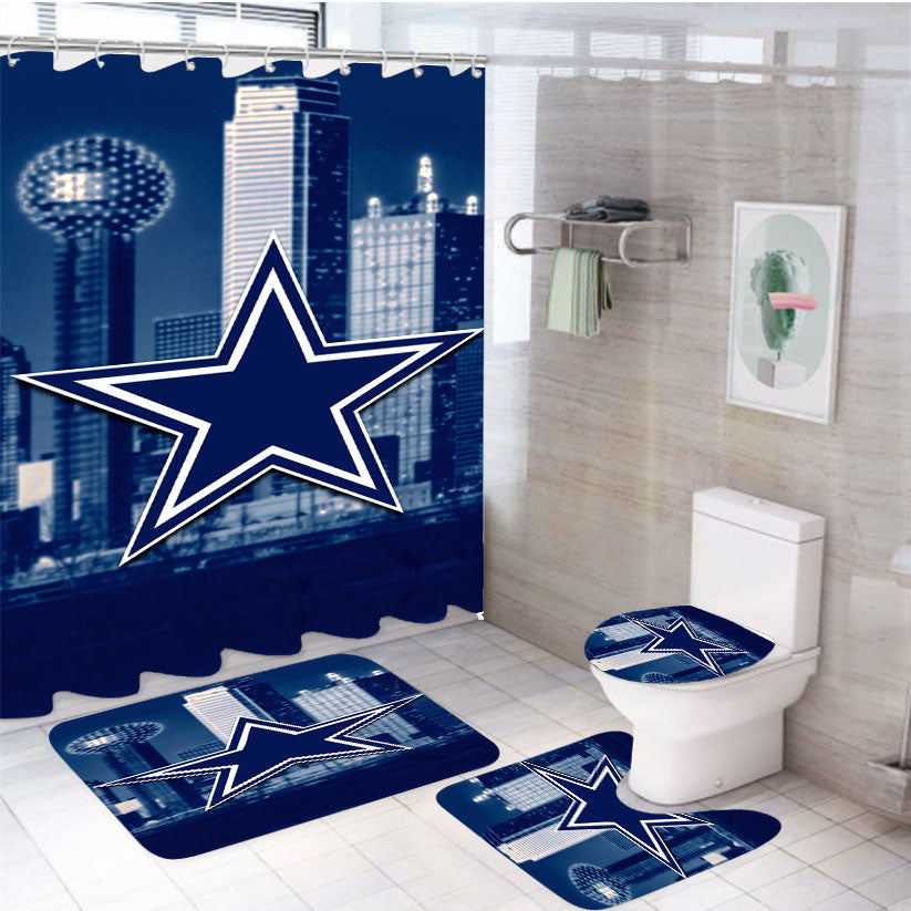 Dallas Cowboys City Themed 4Pcs Bathroom Set Shower Curtain