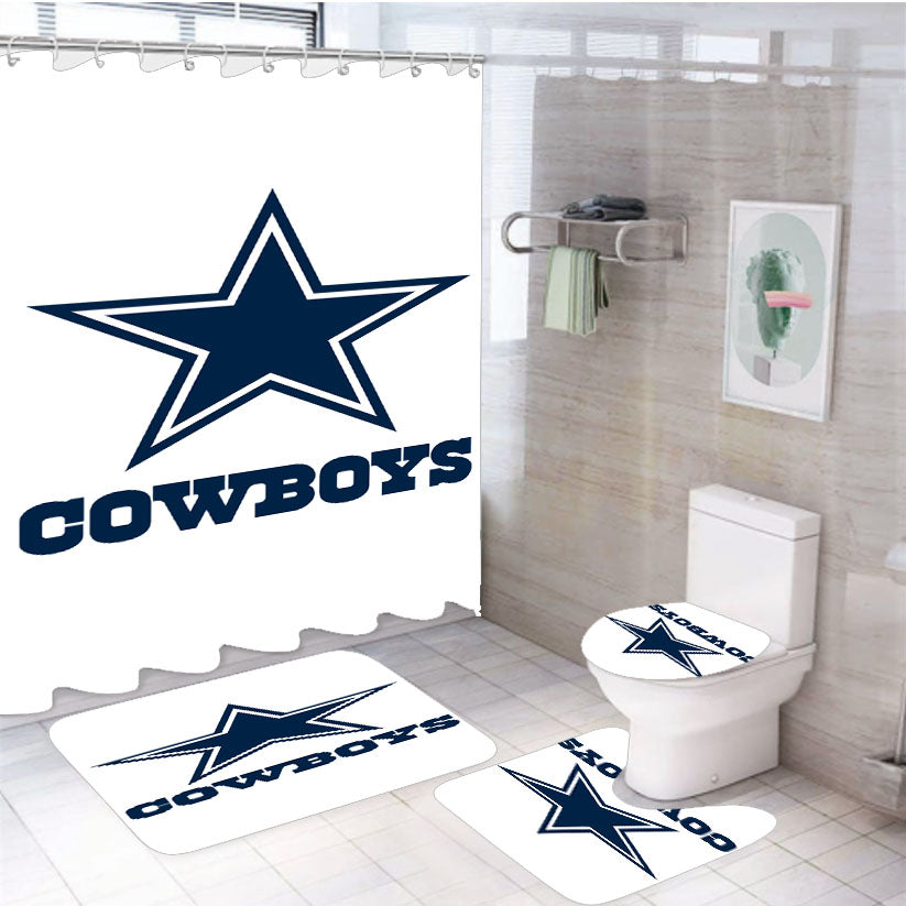 Dallas Cowboys Football Logo 4Pcs Bathroom Set Shower Curtain