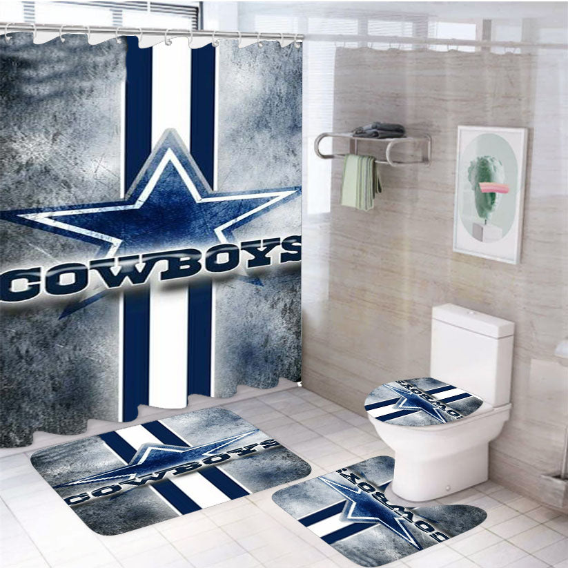 Dallas Cowboys Nfl 4Pcs Bathroom Set Shower Curtain