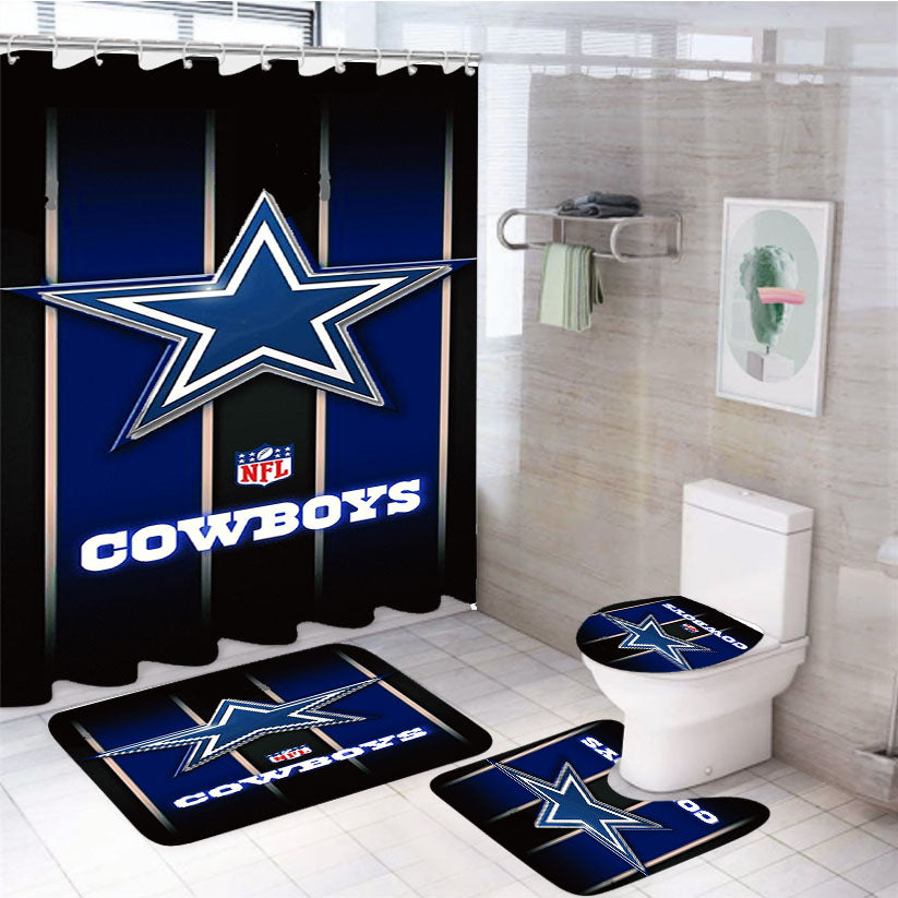 Dallas Cowboys Nfl Stripes New 4Pcs Bathroom Set Shower Curtain