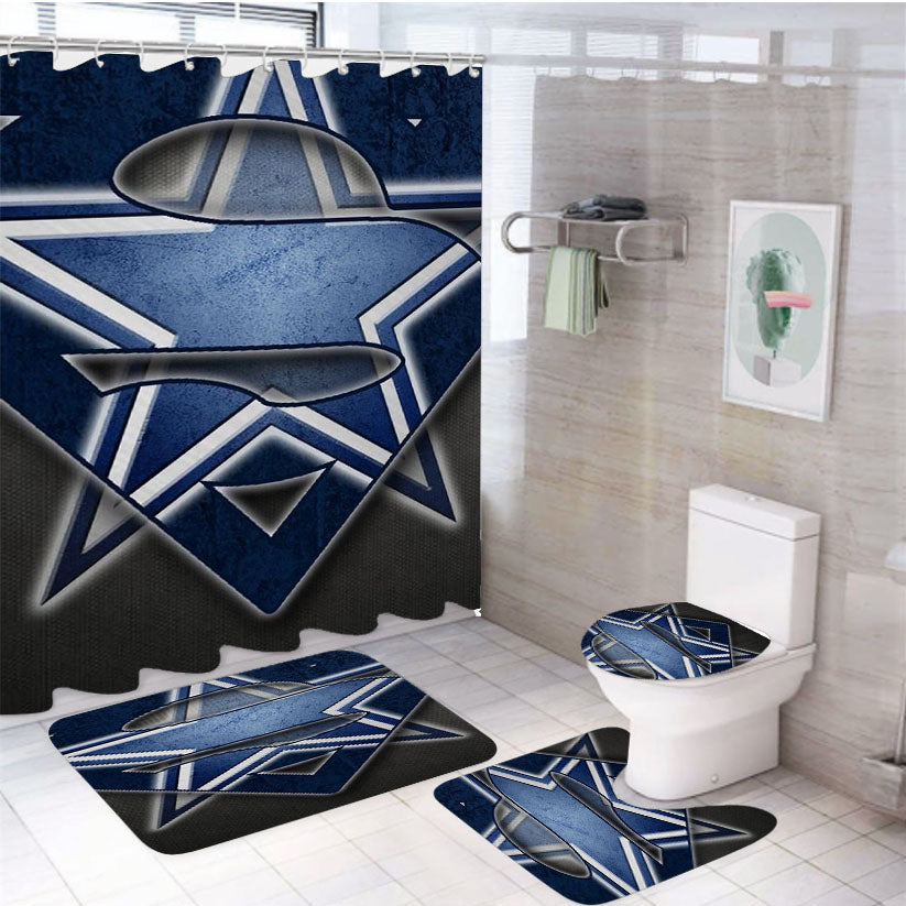 Dallas Cowboys Superman Logo 4Pcs Bathroom Set Shower Curtain