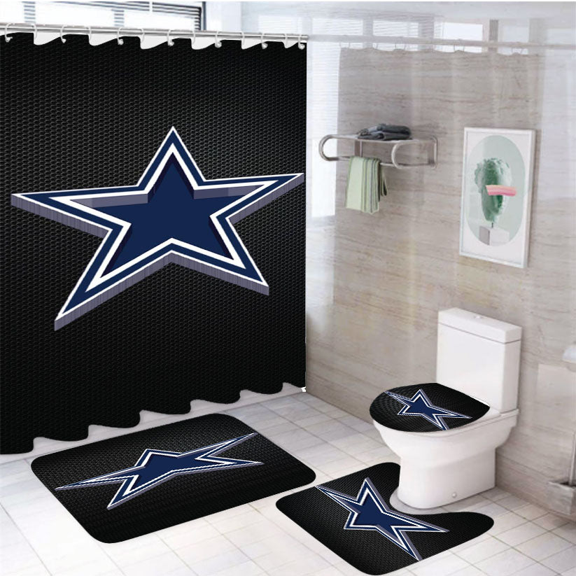 Dallas Cowboys Wallapaper Carbon 4Pcs Bathroom Set Shower Curtain