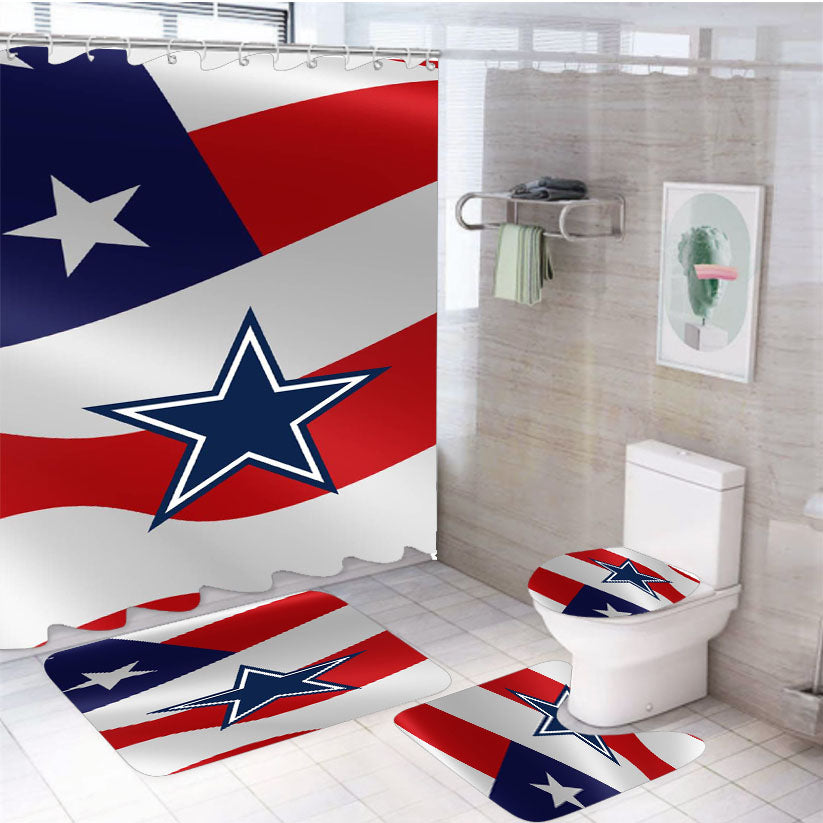 Dallas Cowboys X United State Flag 4Pcs Bathroom Set Shower Curtain