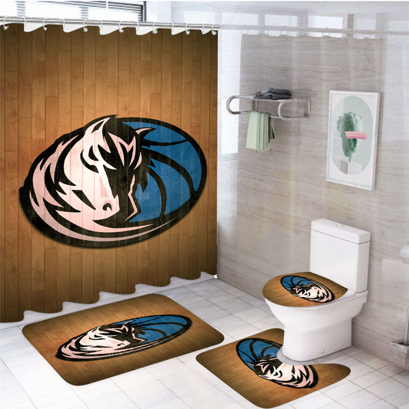 Dallas Mavericks Hardwood 4Pcs Bathroom Set Shower Curtain