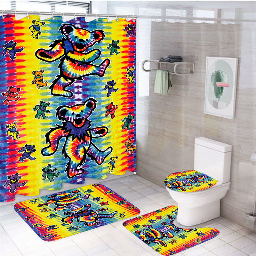 Dancing Bears Grateful Dead Colorfull 4Pcs Bathroom Set Shower Curtain