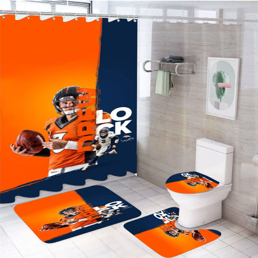 Denver Broncos Drew Lock 4Pcs Bathroom Set Shower Curtain