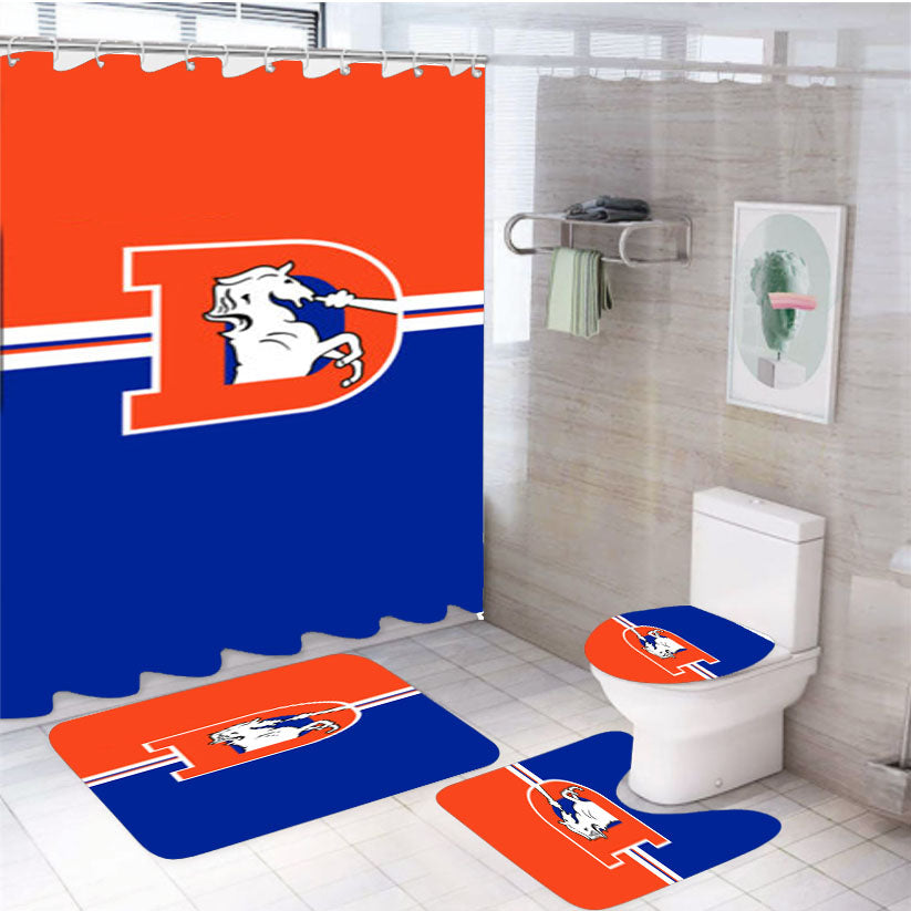 Denver Broncos Symbol 4Pcs Bathroom Set Shower Curtain