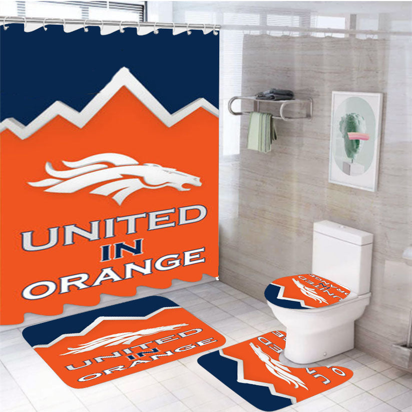 Denver Broncos United In Orange 4Pcs Bathroom Set Shower Curtain
