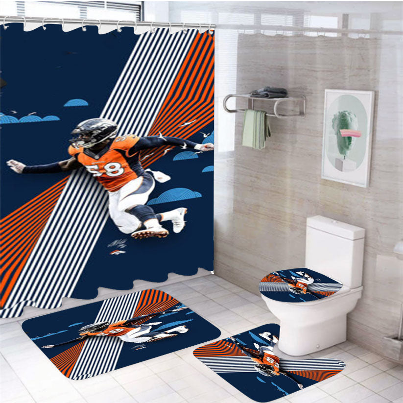 Denver Broncos Von Miller 4Pcs Bathroom Set Shower Curtain