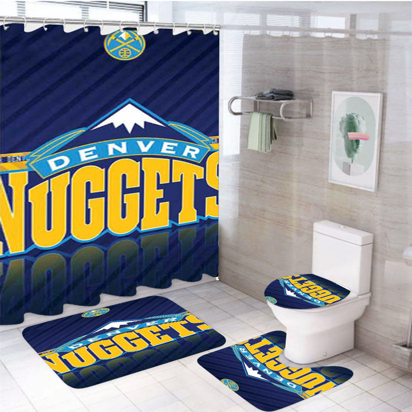Denver Nuggets Basketball Team 4Pcs Bathroom Set Shower Curtain