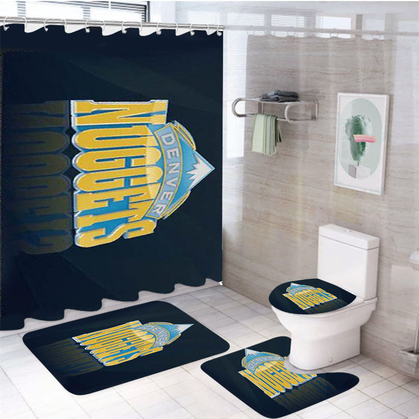 Denver Nuggets Logo Nba 4Pcs Bathroom Set Shower Curtain