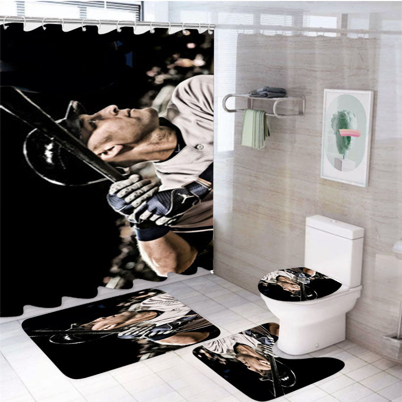 Derek Jeter New York Yankees 4Pcs Bathroom Set Shower Curtain