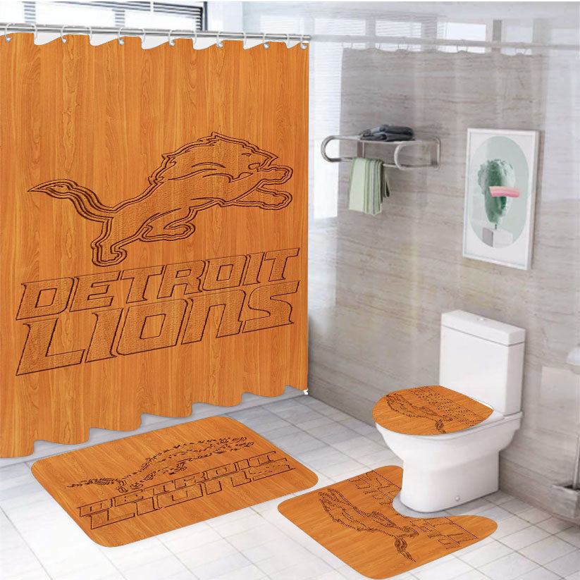 Detroit Lions 4Pcs Bathroom Set Shower Curtain
