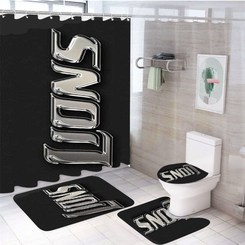 Detroit Lions Chrome 4Pcs Bathroom Set Shower Curtain