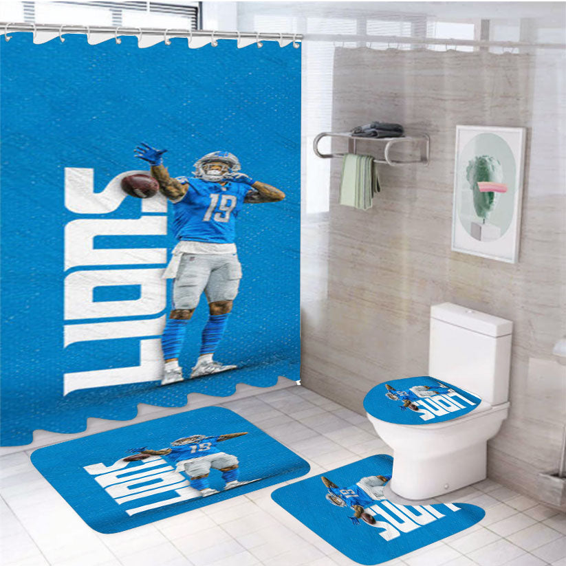 Detroit Lions Nfl 4Pcs Bathroom Set Shower Curtain