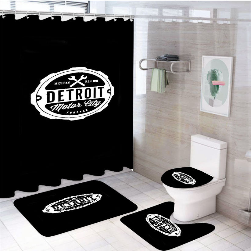 Detroit Motor City Forever Michigan Rock City 4Pcs Bathroom Set Shower Curtain
