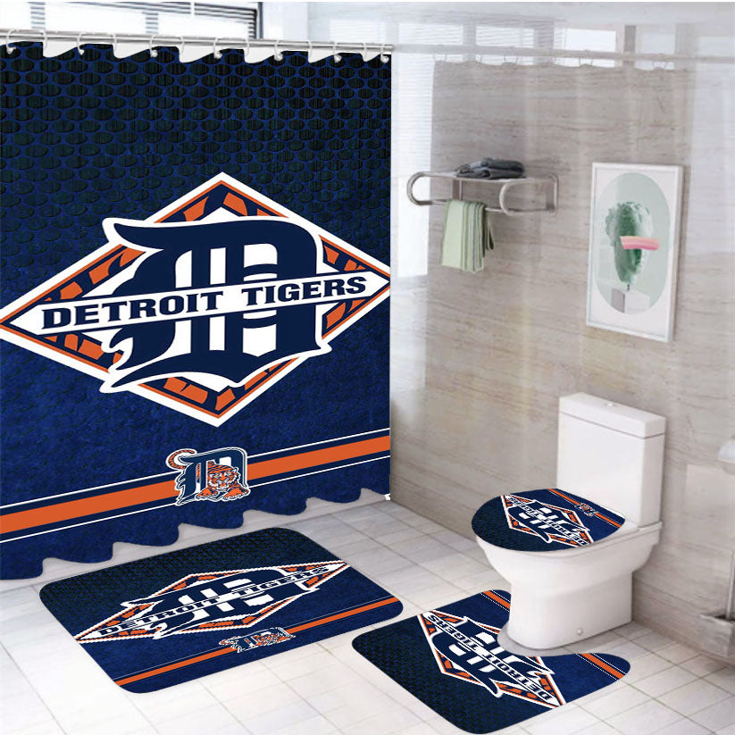 Detroit Tiger Logo Design 4Pcs Bathroom Set Shower Curtain