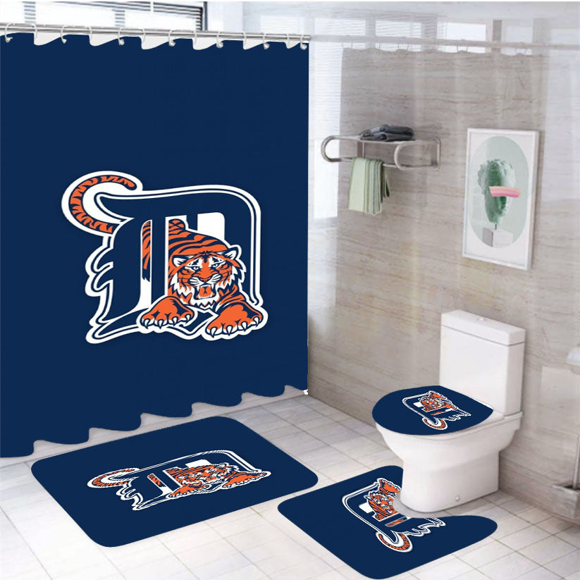 Detroit Tigers Logo 4Pcs Bathroom Set Shower Curtain