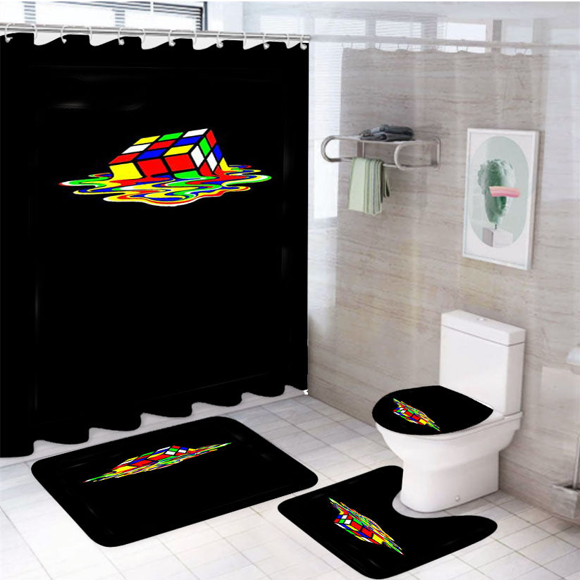 Did Sheldon Cooper The Big Bang Theory Cubo Rubik 4Pcs Bathroom Set Shower Curtain