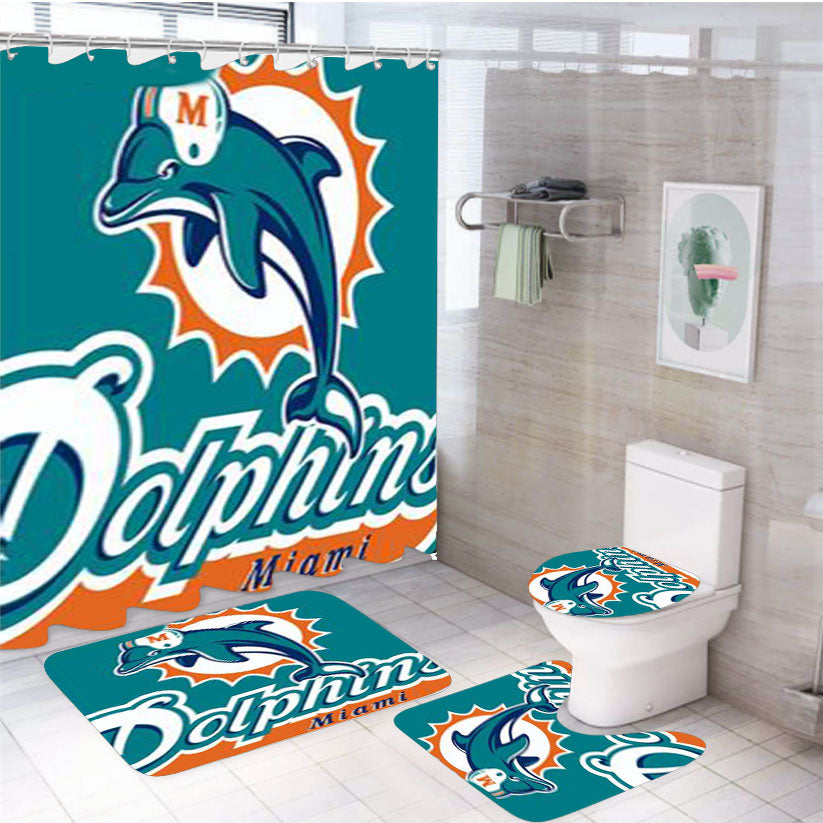 Dolphins Miami 4Pcs Bathroom Set Shower Curtain