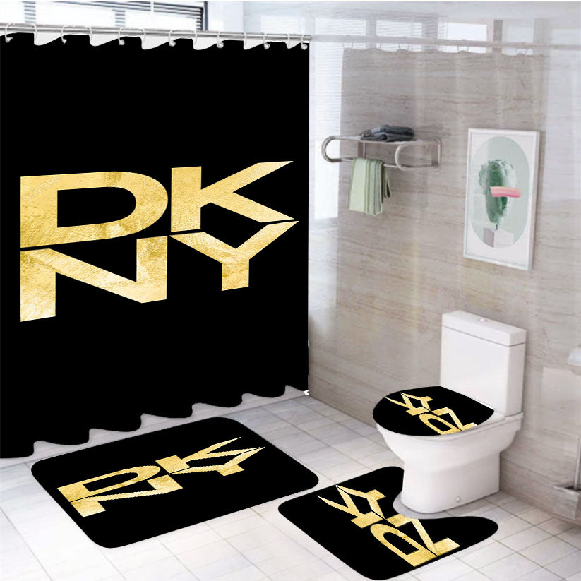 Donna Karan New York Dkny Gold Black 4Pcs Bathroom Set Shower Curtain